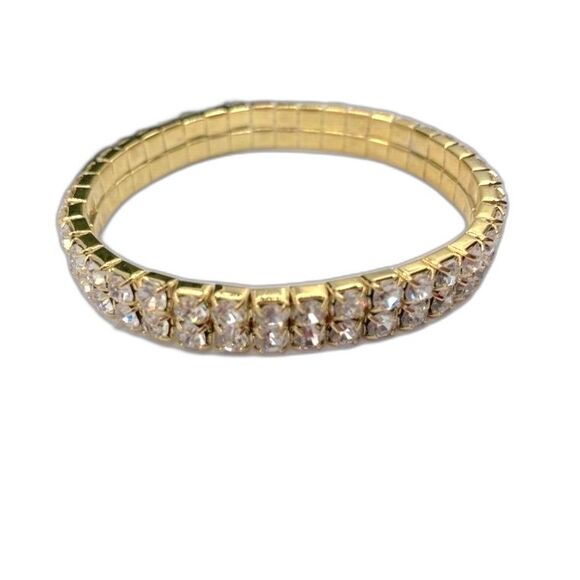 Swarovski Element Gold Clear Crystal Stretch Bracelet - Picture 1 of 4